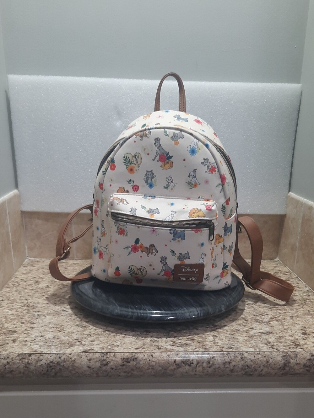 Disney Loungefly White Floral & Character Mini Backpack
